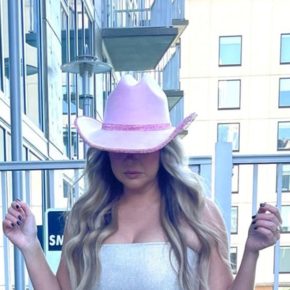 Light pink Crystal Rhinestone Cowgirl Hat